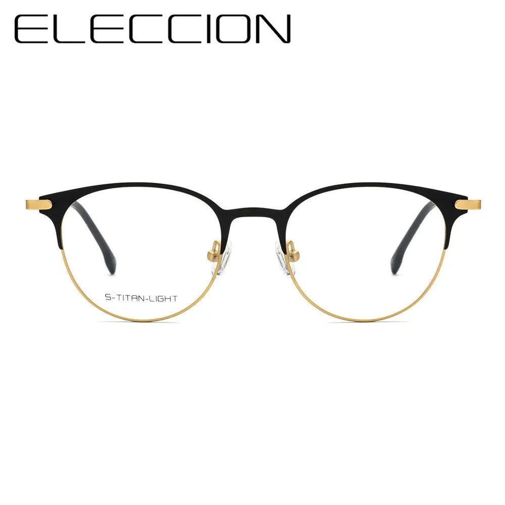 Eleccion Women's Full Rim Round Titanium Alloy Eyeglasses 13842 Full Rim Eleccion