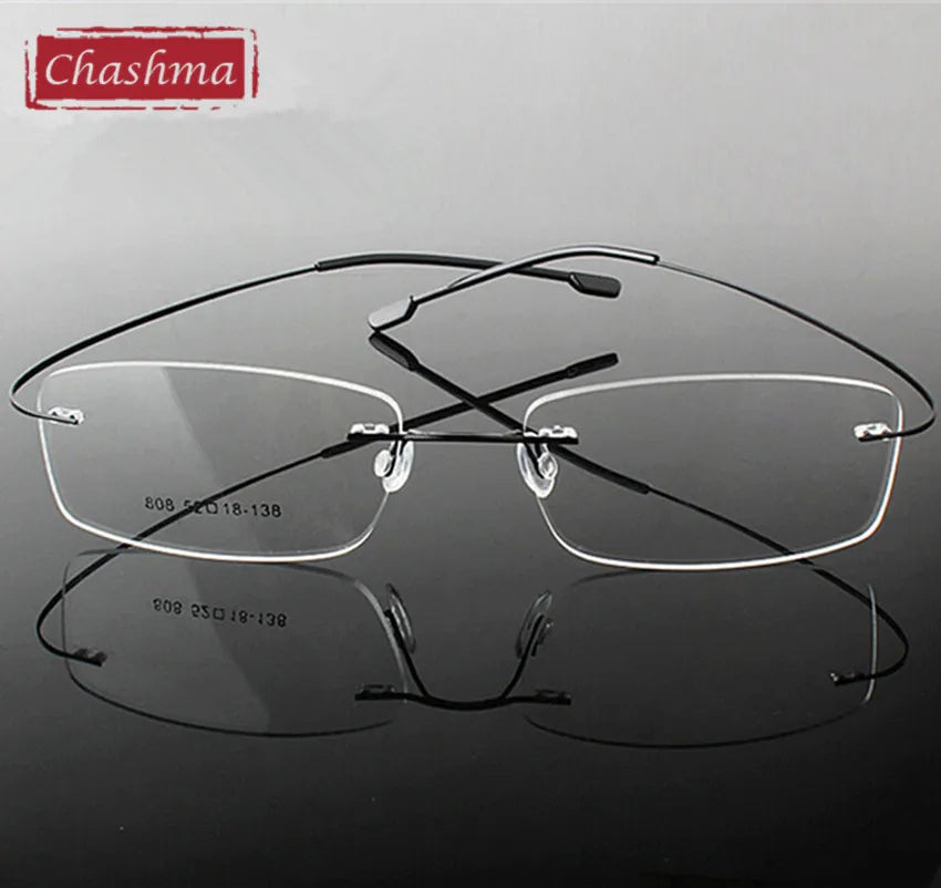 Chashma Ottica Women's Rimless Square Titanium Eyeglasses 60749