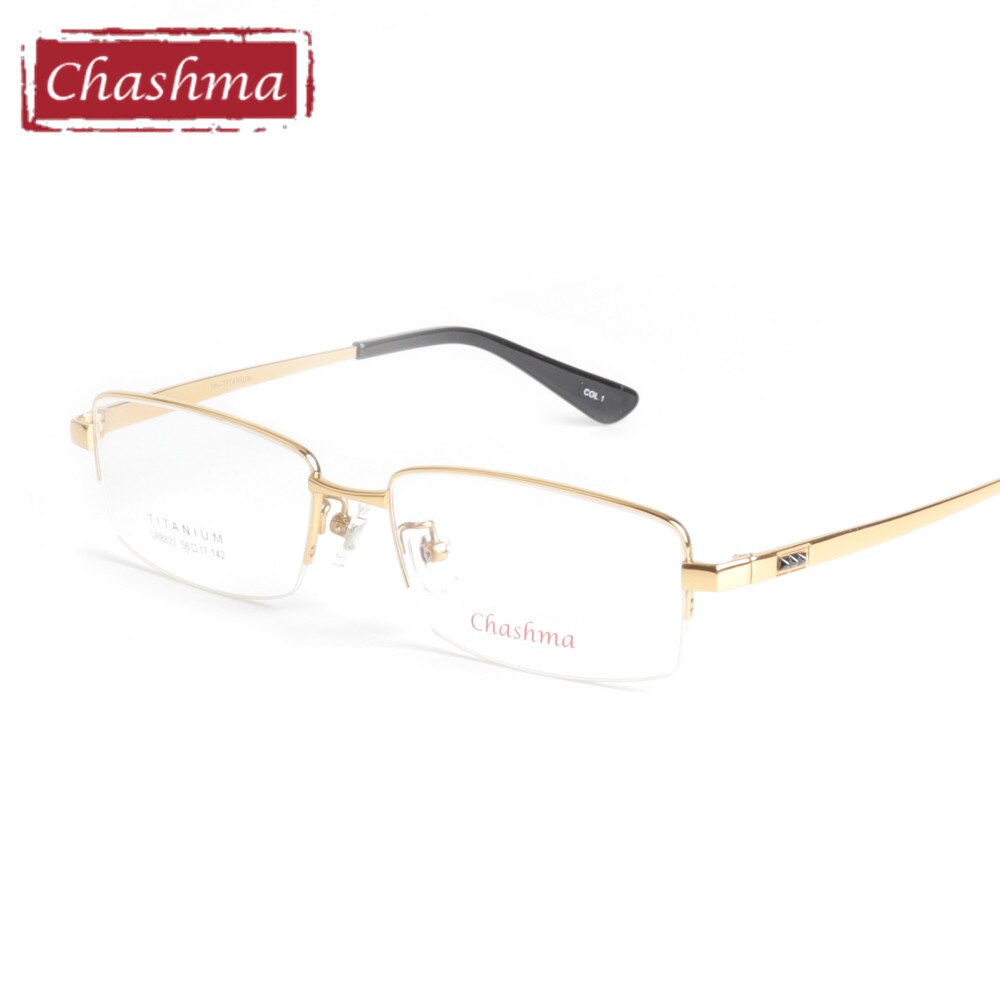 Chashma Men's Semi Rim Square Titanium Eyeglasses 8822 Semi Rim Chashma Gold  