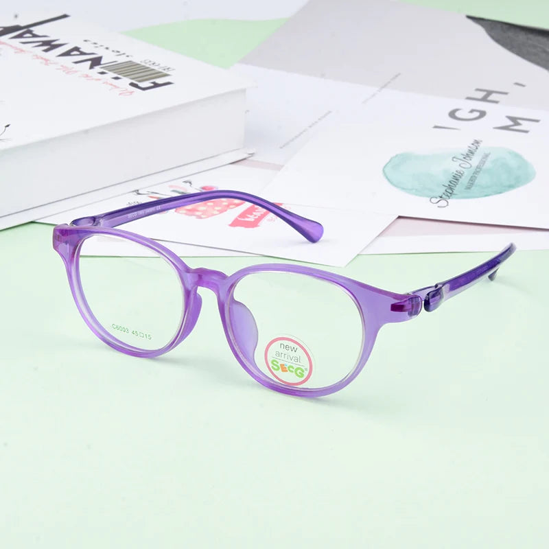 Secgs Unisex Children's Full Rim Round Tr 90 Silicone Eyeglasses 36003 Full Rim Secg purple  