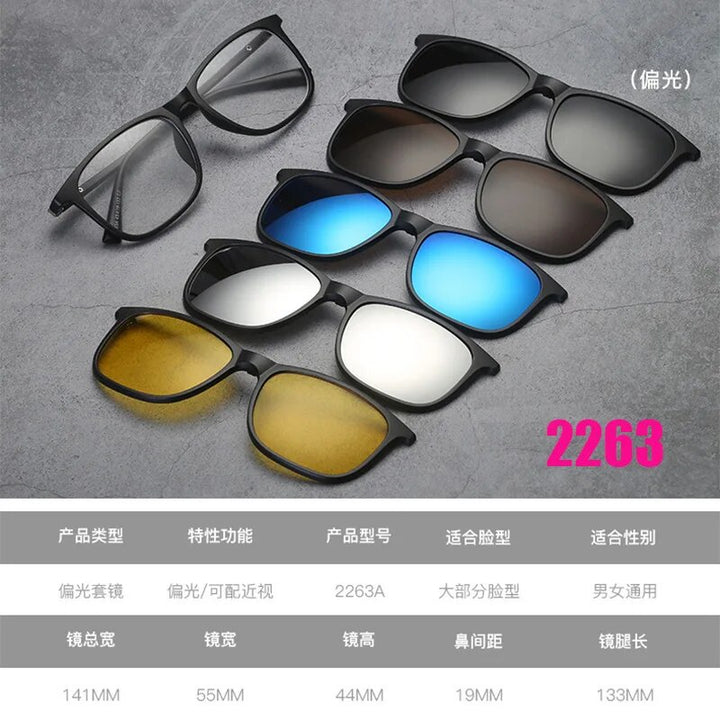Unisex Magnetic Clip-On Sunglasses PC Plastic Frame Eyeglasses 2208 Sunglasses Brightzone 2263  
