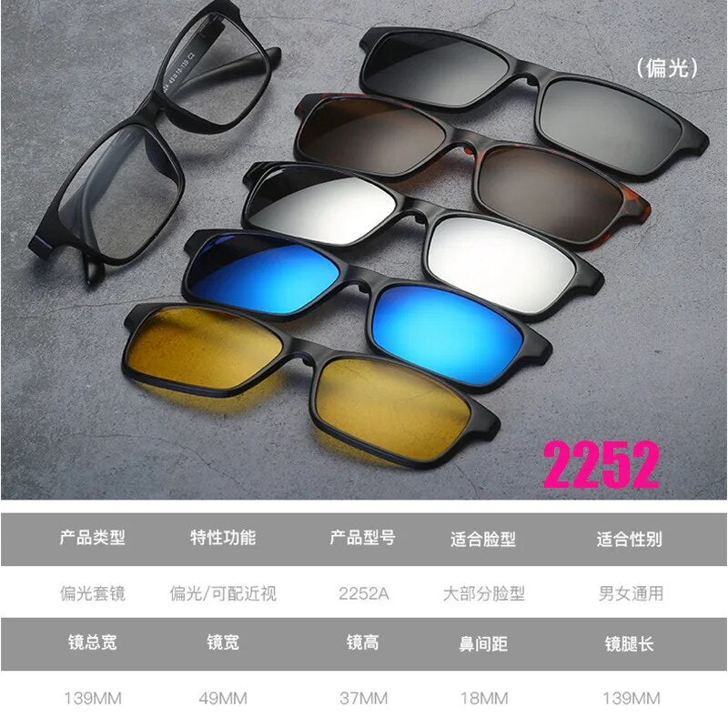 Unisex Magnetic Clip-On Sunglasses PC Plastic Frame Eyeglasses 2208 Sunglasses Brightzone 2252  