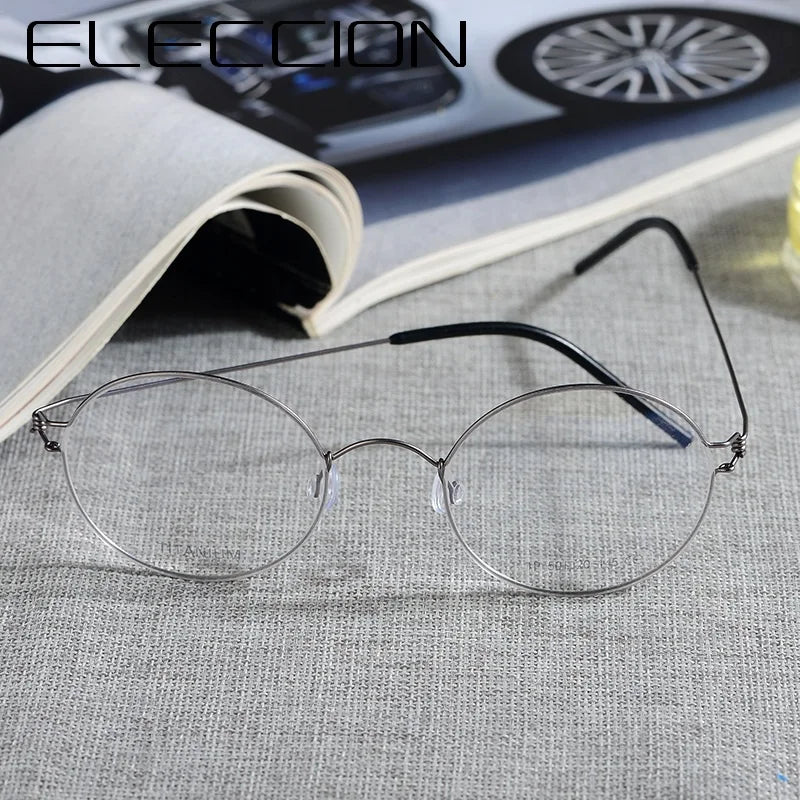 Eleccion Unisex Full Rim Round Screwless Titanium Eyeglasses 14020 Full Rim Eleccion