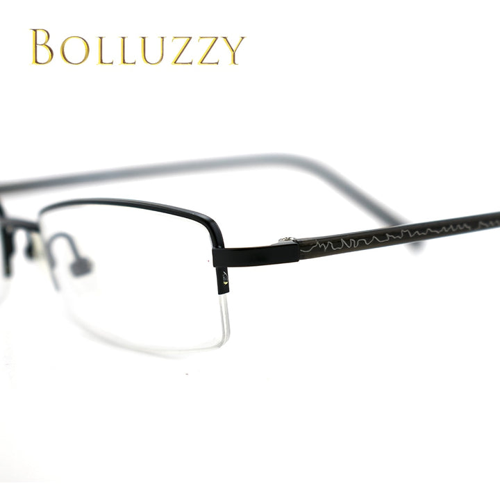 Bolluzzy Men's Semi Rim Small Square Alloy Eyeglasses BO2209462 Semi Rim Bolluzzy   