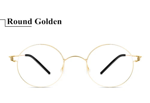 Aimee Unisex Full Rim Oval Round Screwless Titanium Eyeglasses 45135 Full Rim Aimee Round Gold  