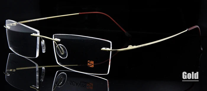 Esnbie Unisex Rimless Square Titanium Eyeglasses 36615 Rimless Esnbie Titanium glass Gold  