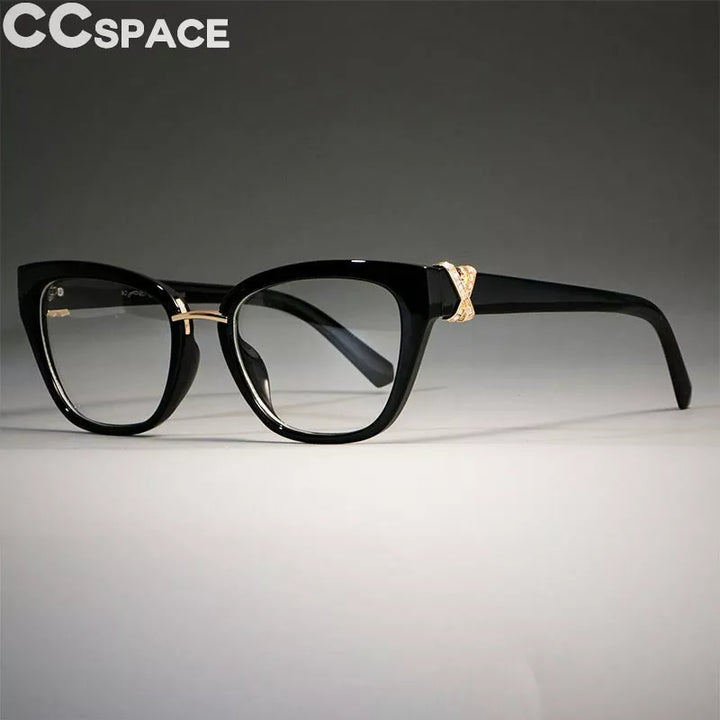 CCSpace Women's Full Rim Square Cat Eye Plastic Reading Glasses R45605 Reading Glasses CCspace C4 Bright Black +25 
