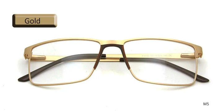 Esnbie Unisex Full Rim Square Titanium Alloy Eyeglasses 85052 Full Rim Esnbie eyewear gold  