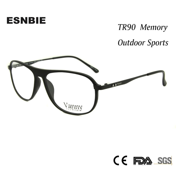 Esnbie Unisex Full Rim Oval Square Tr 90 Titanium Eyeglasses 2053 Full Rim Esnbie   