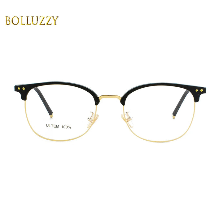 Bolluzzy Women's Full Rim Square Ultem Alloy Eyeglasses 70282 Full Rim Bolluzzy   