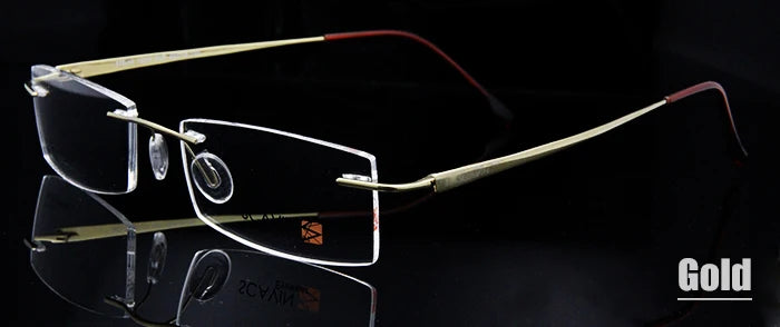 Esnbie Unisex Rimless Small Rectangle Titanium Eyeglasses 37515 Rimless Esnbie Frameless Glasses gd  