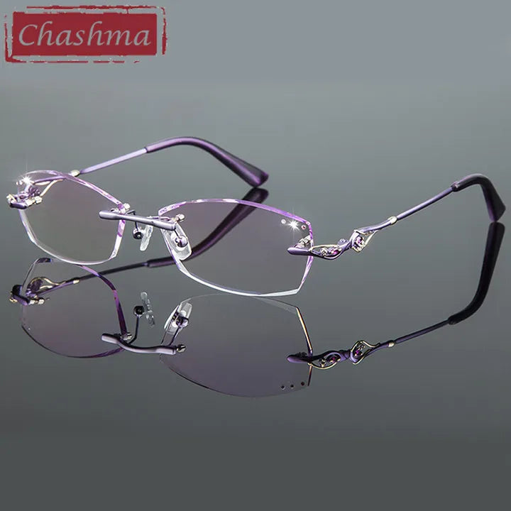 Chashma Ottica Women's Rimless Oval Rectangle Titanium Eyeglasses 80157