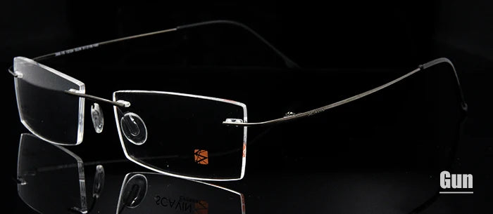 Esnbie Unisex Rimless Square Titanium Eyeglasses 36615 Rimless Esnbie Titanium glass Gun  