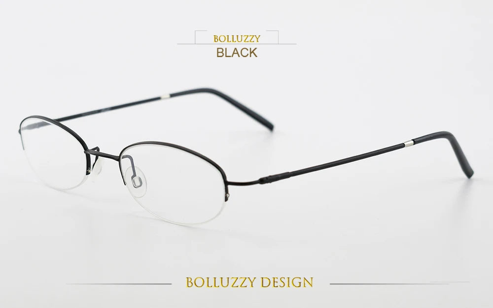 Bolluzzy Youth's Unisex Rimless Oval Alloy Eyeglasses 7122 Rimless Bolluzzy black  