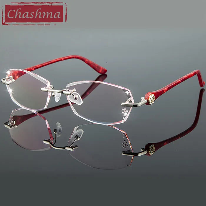 Chashma Ottica Women's Rimless Oval Rectangle Titanium Eyeglasses 58031