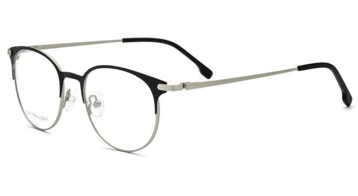 Eleccion Women's Full Rim Round Titanium Alloy Eyeglasses 13842 Full Rim Eleccion C2. Black - Silver