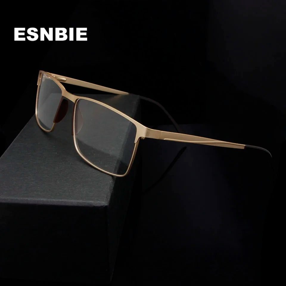 Esnbie Unisex Full Rim Square Titanium Alloy Eyeglasses 85052 Full Rim Esnbie   