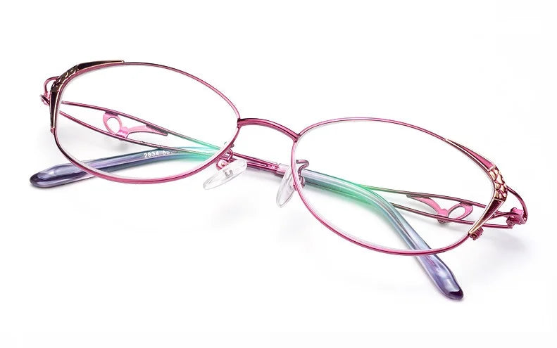 Eleccion Women's Full Rim Oval Alloy Eyeglasses 14016 Full Rim Eleccion Purple