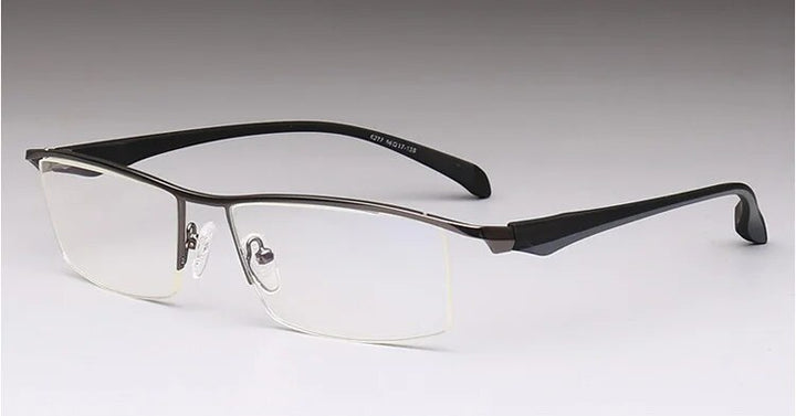 Men's Anti Blue Light Half Rim Eyeglasses Titanium Acetate Frames Semi Rim Brightzone Grey  