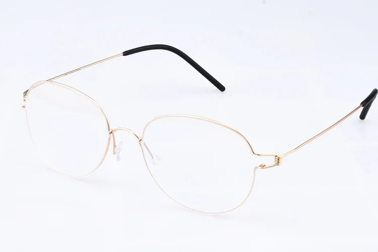 Aimee Unisex Full Rim Oval Screwless Titanium Eyeglasses 1743 Full Rim Aimee Golden  