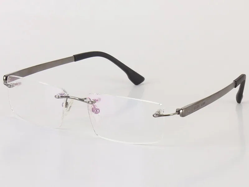 Chashma Unisex Rimless Square Titanium Eyeglasses 441018 Rimless Chashma GRAY  