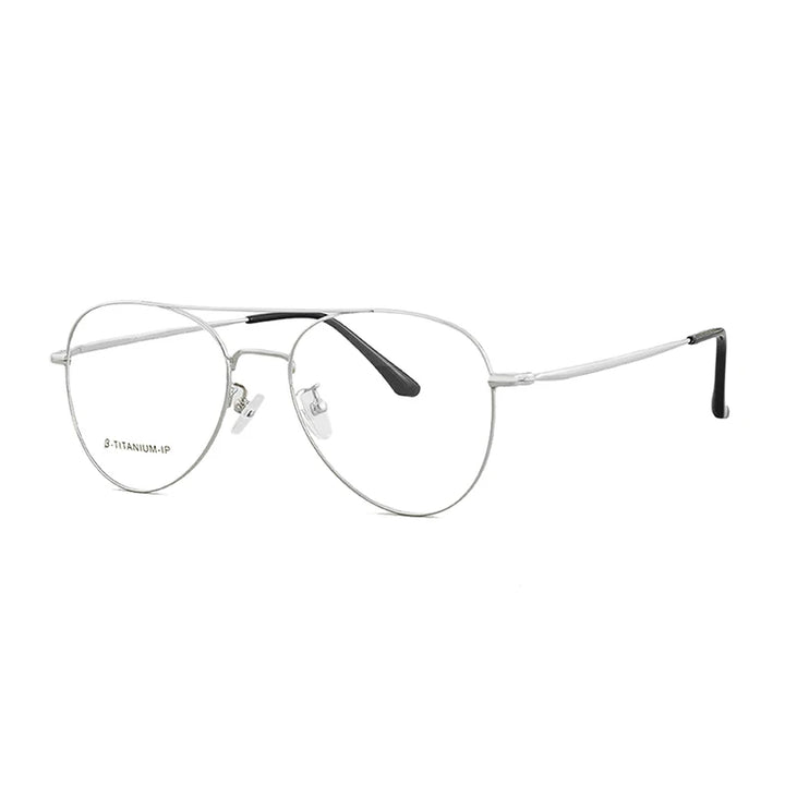 Bolluzzy Women's Full Rim Oval Double Bridge Titanium Eyeglasses 7052 Full Rim Bolluzzy Silver  