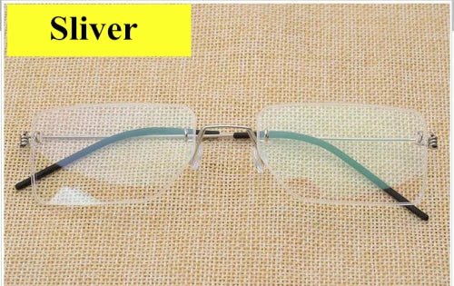 Aimee Unisex Rimless Square Titanium Eyeglasses 4104 Rimless Aimee Sliver  