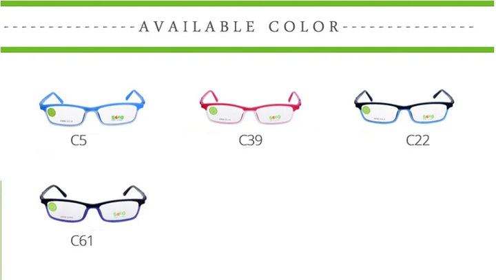 Secg Unisex Children's Full Rim Square Silicone Tr 90 Eyeglasses Full Rim Secg   