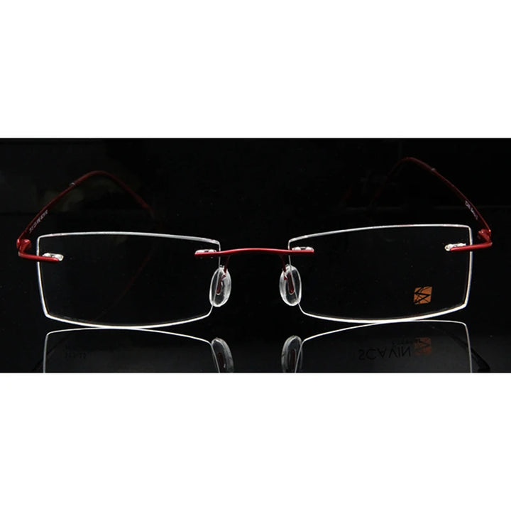 Esnbie Unisex Rimless Small Rectangle Titanium Eyeglasses 37515 Rimless Esnbie   