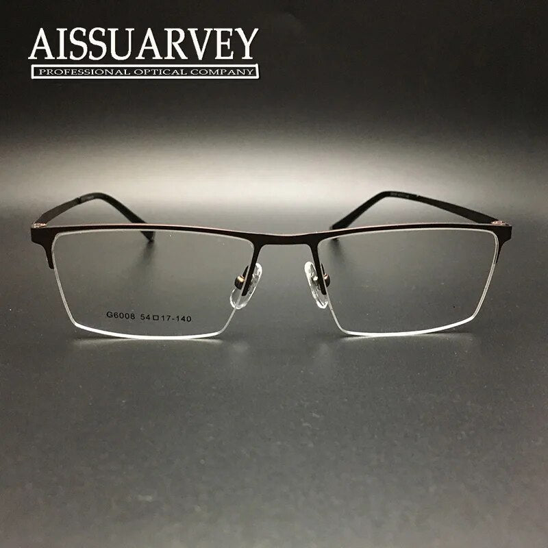 Men's Eyeglasses Alloy Half Rim Metal 6008 Semi Rim Bolluzzy Auburn  