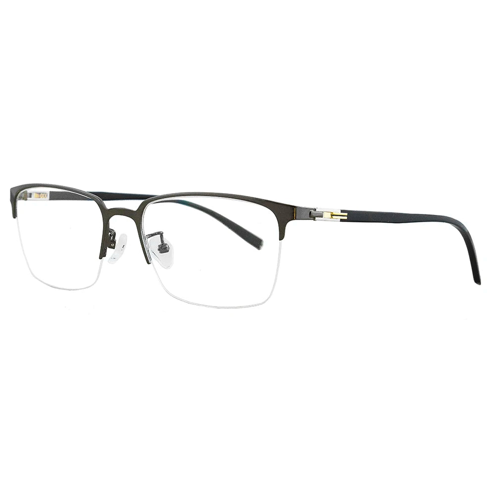 Bolluzzy Unisex Semi Rim Rectangle Acetate Tr 90 Eyeglasses  60032 Semi Rim Bolluzzy GRAY  