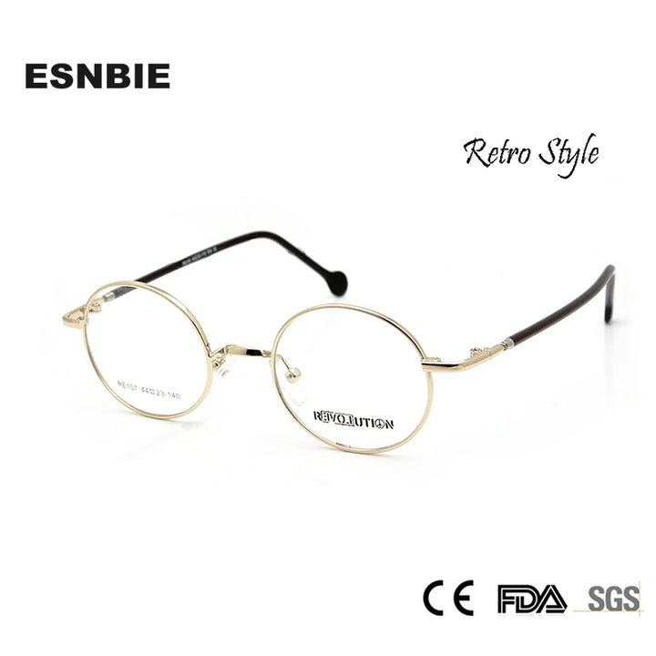 Esnbie Unisex Full Rim Small Round Stainless Steel Eyeglasses 5107 Full Rim Esnbie   