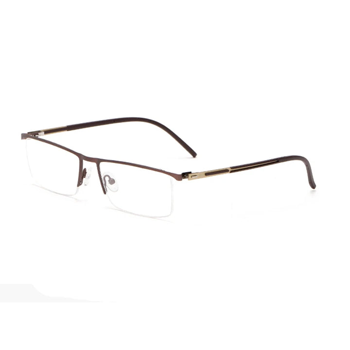 Hotochki Unisex Semi Rim Square Alloy Eyeglasses 99847 Semi Rim Hotochki Coffee