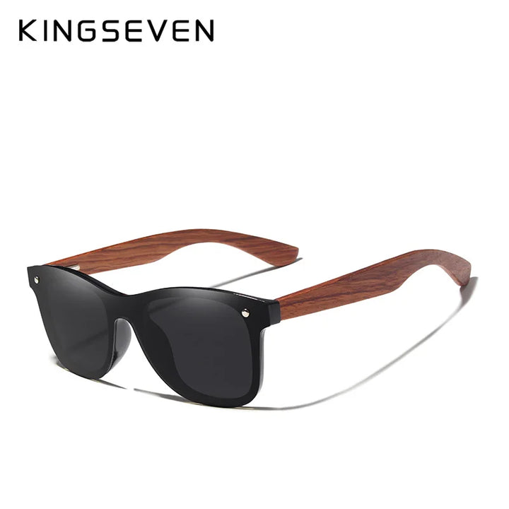 Kingseven Unisex Rimless Square Wood Polarized Sunglasses Nb5504