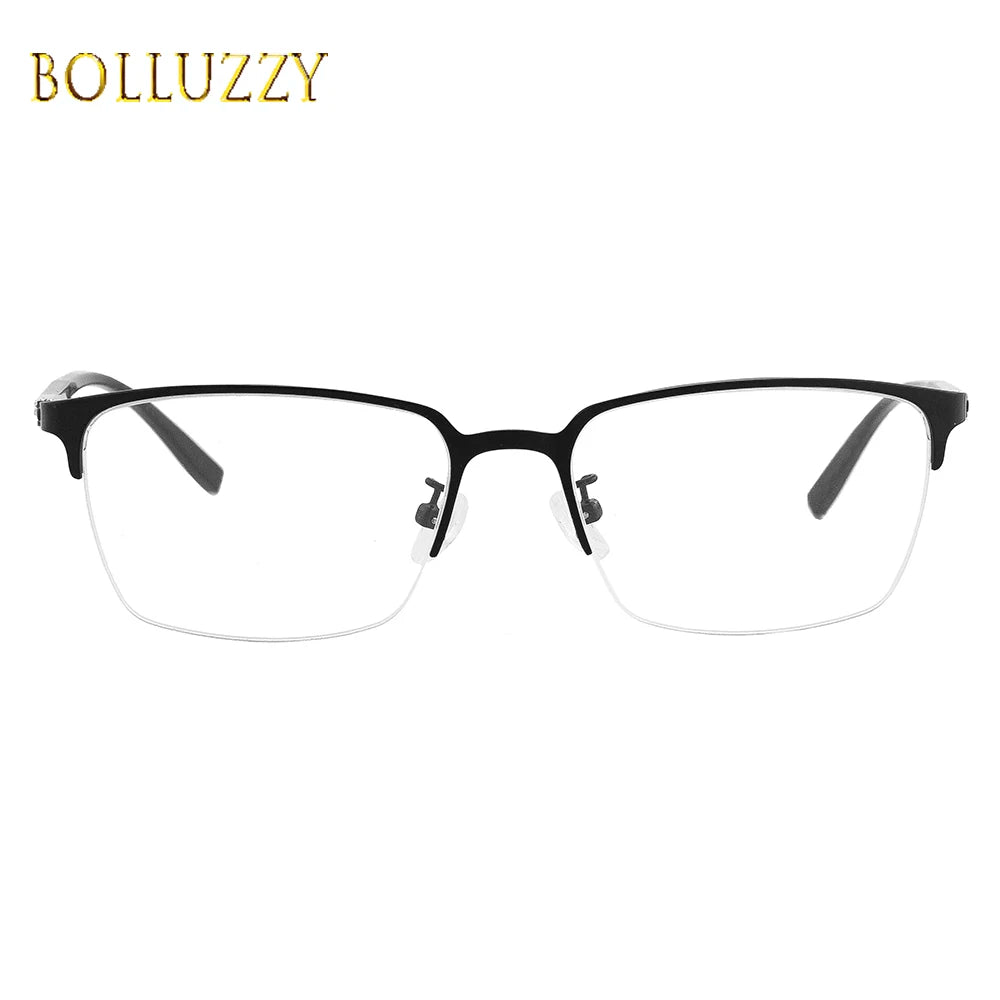 Bolluzzy Unisex Semi Rim Rectangle Acetate Tr 90 Eyeglasses  60032 Semi Rim Bolluzzy   