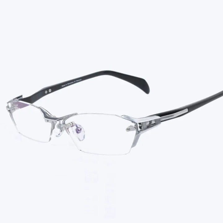 Reven Jate Women's Semi Rim Polygon Square Steel Eyeglasses 71174