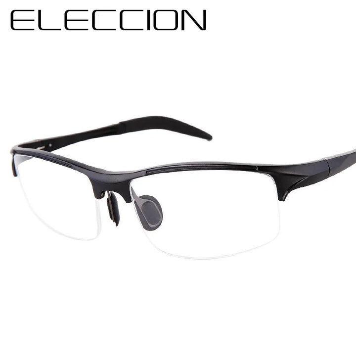 Eleccion Men's Semi Rim Square Aluminium Alloy Sport Eyeglasses 8177 Semi Rim Eleccion