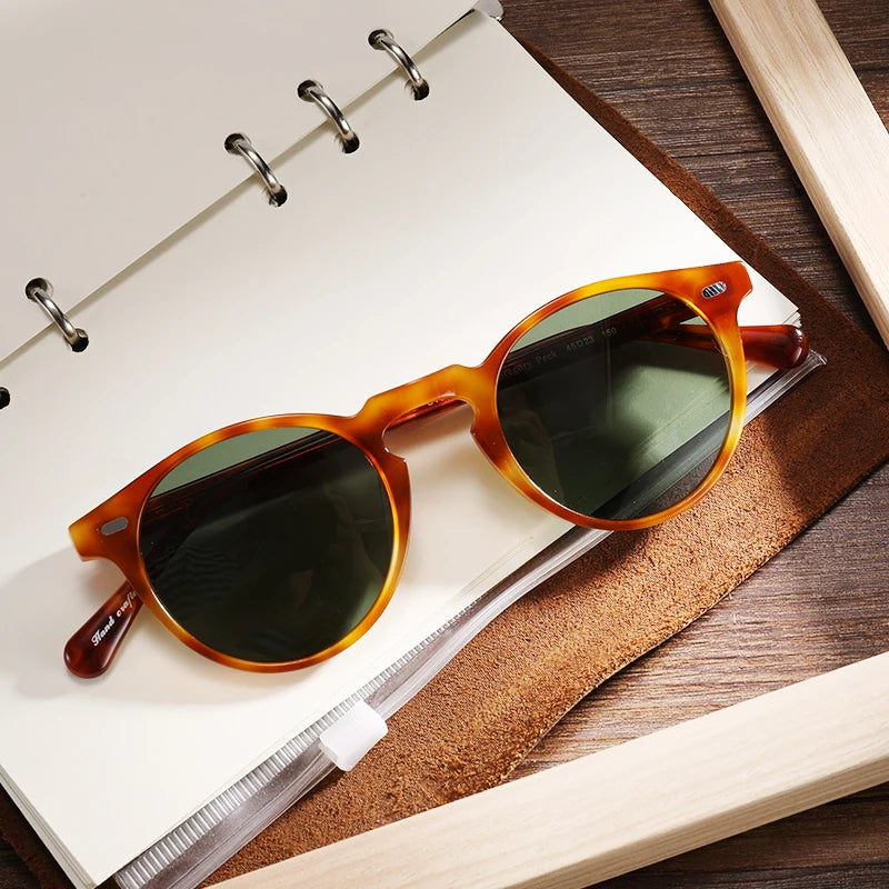 Hewei Unisex Full Rim Round Acetate Polarized Sunglasses 5186 Sunglasses Hewei   