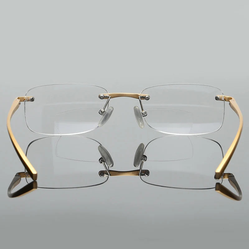 Belmon Unisex Rimless Square Aluminum Magnesium Bifocal Reading Glasses Rs341