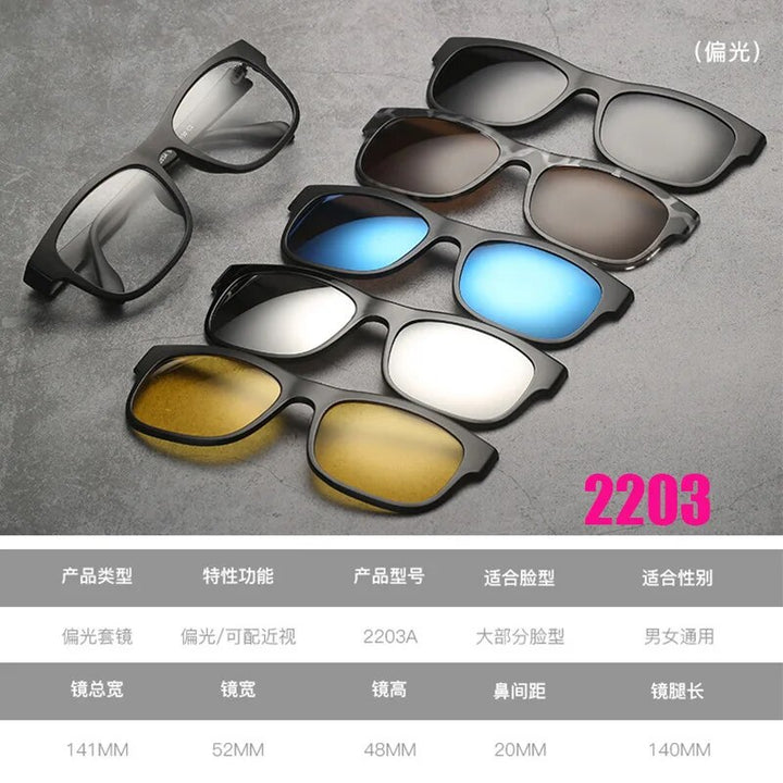 Unisex Magnetic Clip-On Sunglasses PC Plastic Frame Eyeglasses 2208 Sunglasses Brightzone 2203  