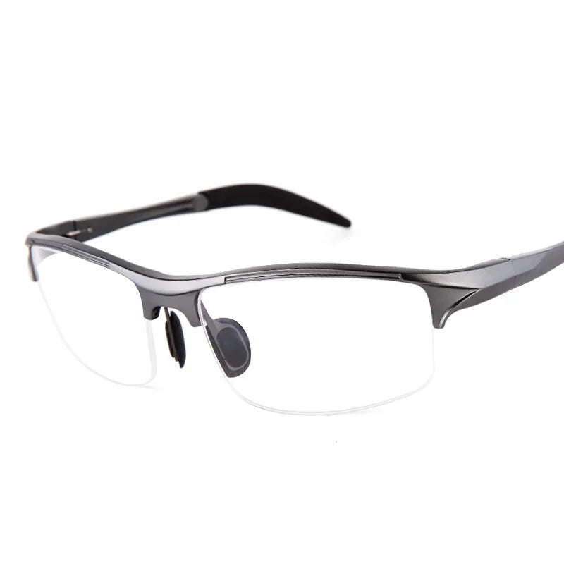 Eleccion Men's Semi Rim Square Aluminium Alloy Sport Eyeglasses 8177 Semi Rim Eleccion C2. Grey Frame