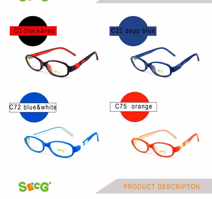 Secg Unisex Children's Full Rim Oval Tr 90 Titanium Eyeglasses 3248 Full Rim Secg   