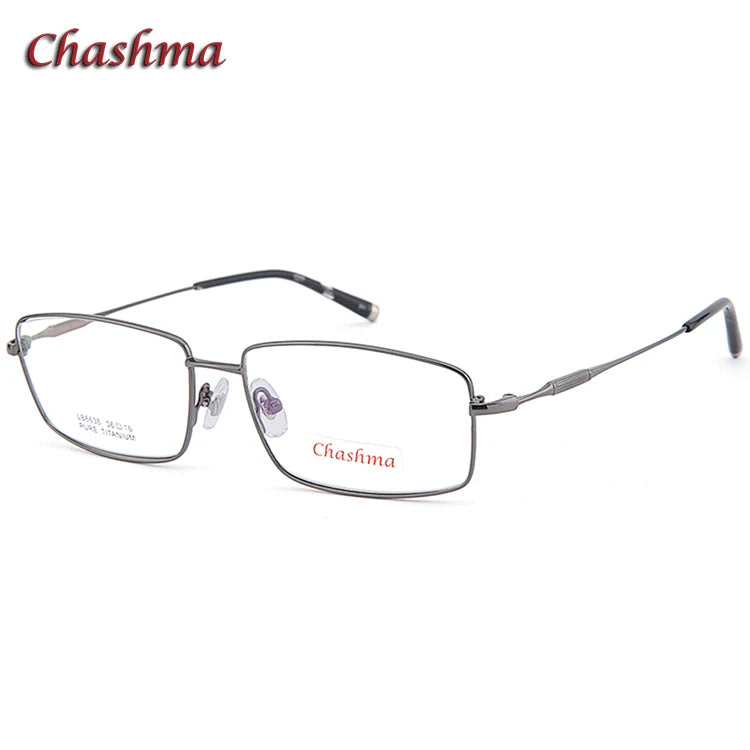 Chashma Ochki Men's Full Rim Small Square Titanium Eyeglasses 6638 Full Rim Chashma Ochki GRAY  