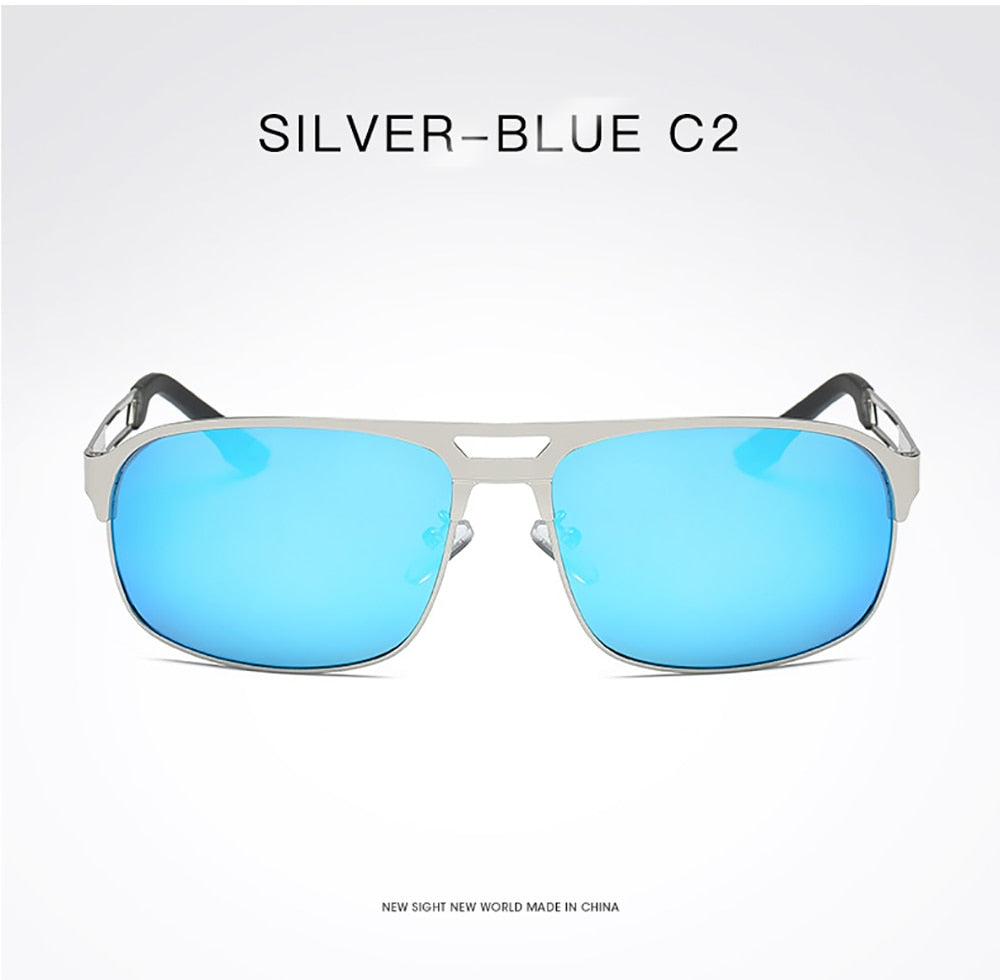 Bolluzzy Men's Full Rim Square Double Bridge Alloy Polarized Sunglasses B02352 Sunglasses Bolluzzy C2  
