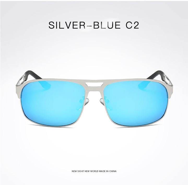 Bolluzzy Men's Full Rim Square Double Bridge Alloy Polarized Sunglasses B02352 Sunglasses Bolluzzy C2  