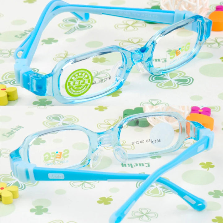 Secg Unisex Children's Full Rim Rectangle Tr 90 Silicone Eyeglasses 3613 Full Rim Secg   