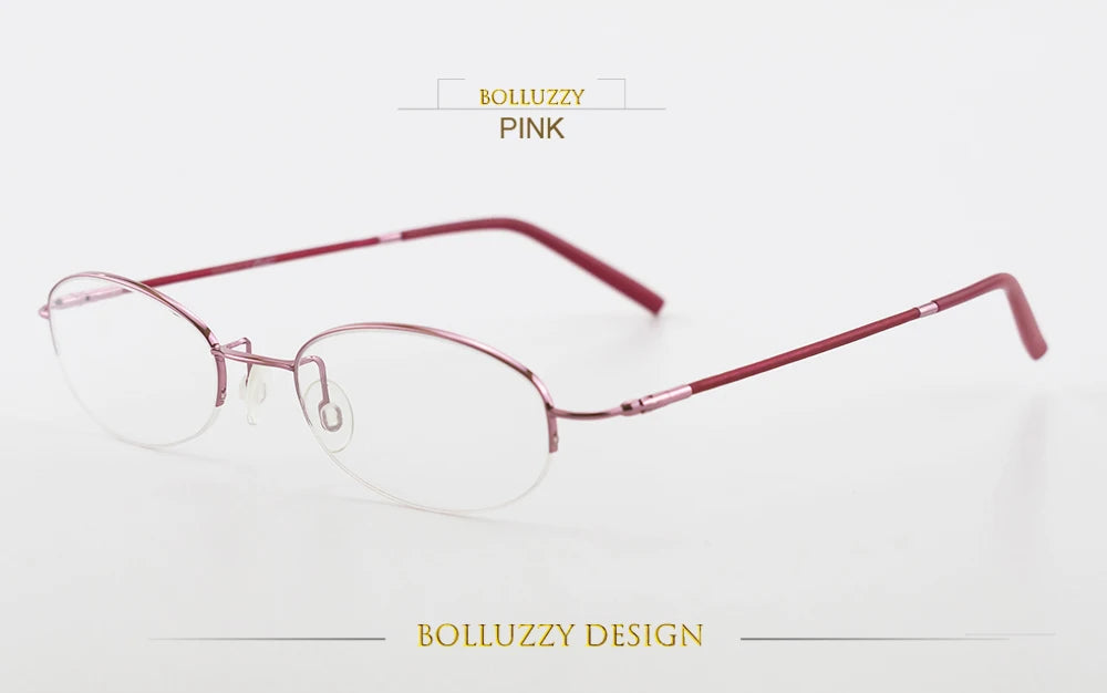 Bolluzzy Youth's Unisex Rimless Oval Alloy Eyeglasses 7122 Rimless Bolluzzy Pink red  