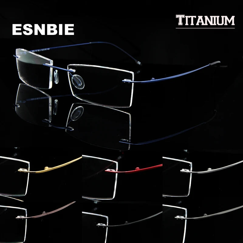 Esnbie Unisex Rimless Rectangle Titanium Eyeglasses 366151 Rimless Esnbie   