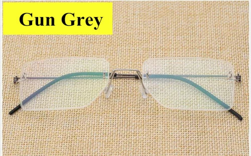 Aimee Unisex Rimless Square Titanium Eyeglasses 4104 Rimless Aimee Gun Grey  