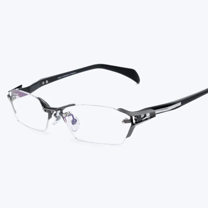 Reven Jate Women's Semi Rim Polygon Square Steel Eyeglasses 71174
